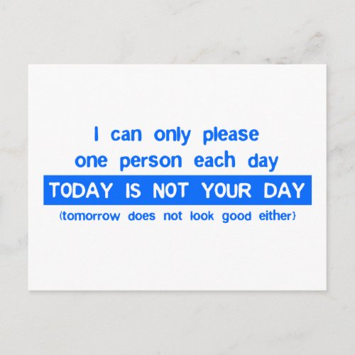 Today is a bad day for you postcard