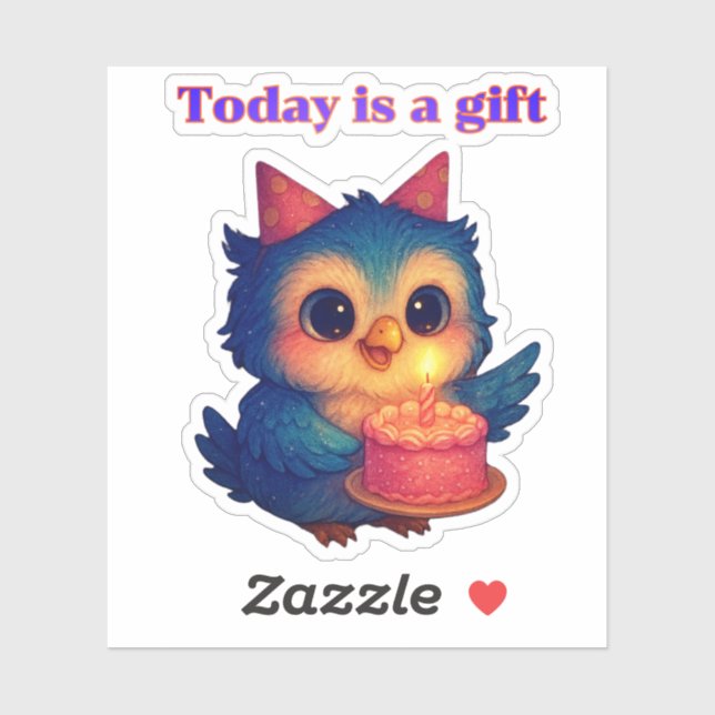 Today is a Gift – Cute Birthday Owl Affirmation Sticker (Sheet)