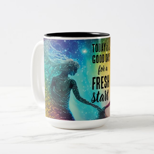 Today is a Good Day Fresh Start Motivational Quote Two-Tone Coffee Mug (Front Left)