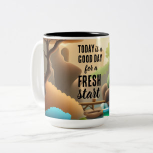 Today is a Good Day Fresh Start Motivational Quote Two-Tone Coffee Mug