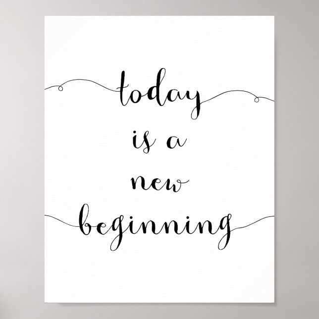 Today is a new beginning motivational poster (Front)