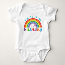 Today Is My 1st Birthday Rainbow Custom Age Girls Baby Bodysuit