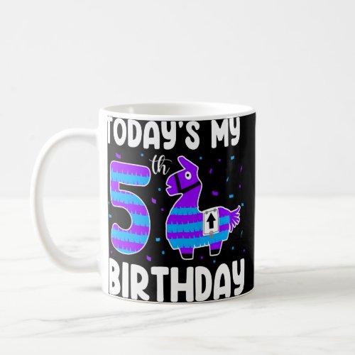 Today Is My 5th Birthday  Kids Boys Girls Llama Al Coffee Mug