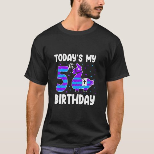 Today Is My 5th Birthday  Kids Boys Girls Llama Al T_Shirt