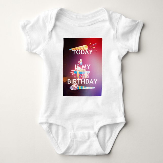 Today is My Birthday Art Print Baby Bodysuit (Front)