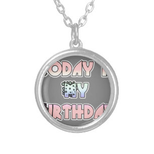 Today is My Birthday Baby Pink Art Print Silver Plated Necklace