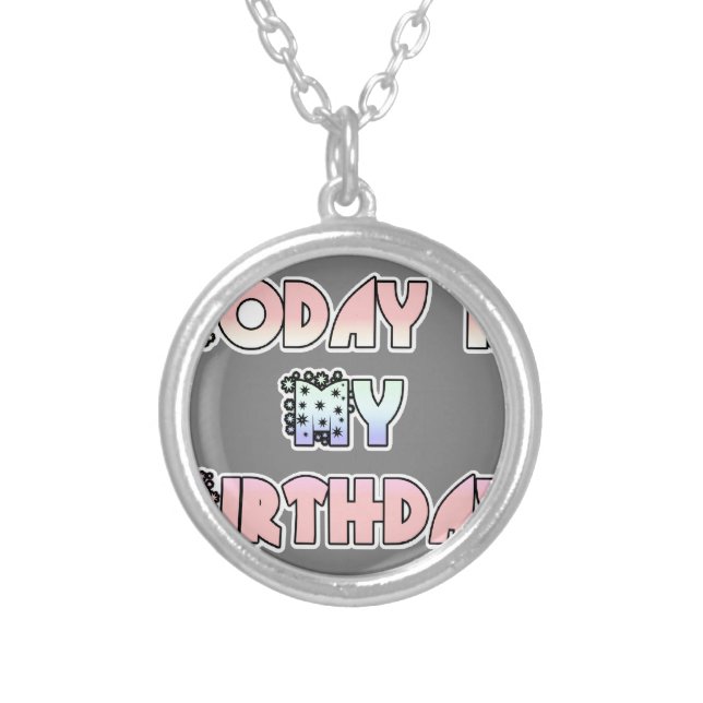 Today is My Birthday Baby Pink Art Print Silver Plated Necklace (Front)