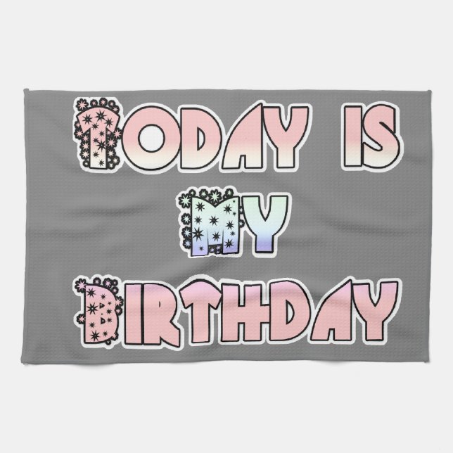 Today is My Birthday Baby Pink Art Print Towel (Horizontal)