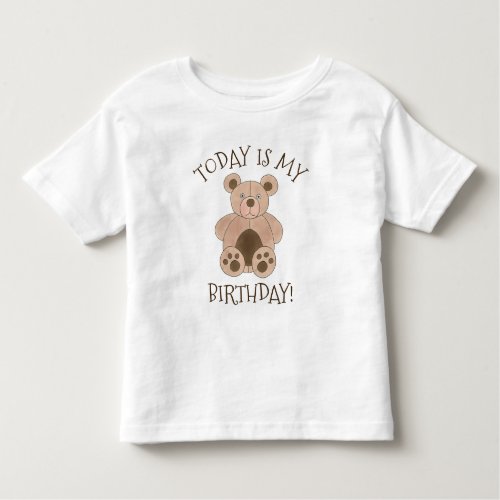 Today Is My Birthday Brown Plush Teddy Bear Toddler T_shirt