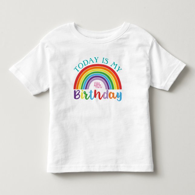 Today Is My Birthday Rainbow Add Your Age Girls Toddler T-shirt (Front)