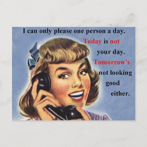 Today is Not Your Day _ Retro Image mug Postcard