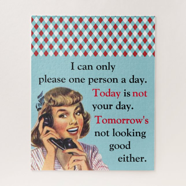 Today Is Not Your Day Vintage Funny Phone Call Jigsaw Puzzle (Vertical)