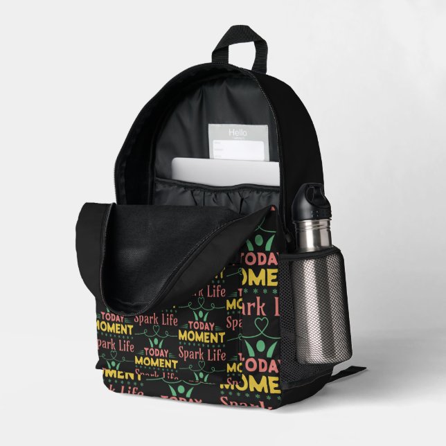 Today Moment, Spark Life Printed Backpack (Back Corner Right (Open))