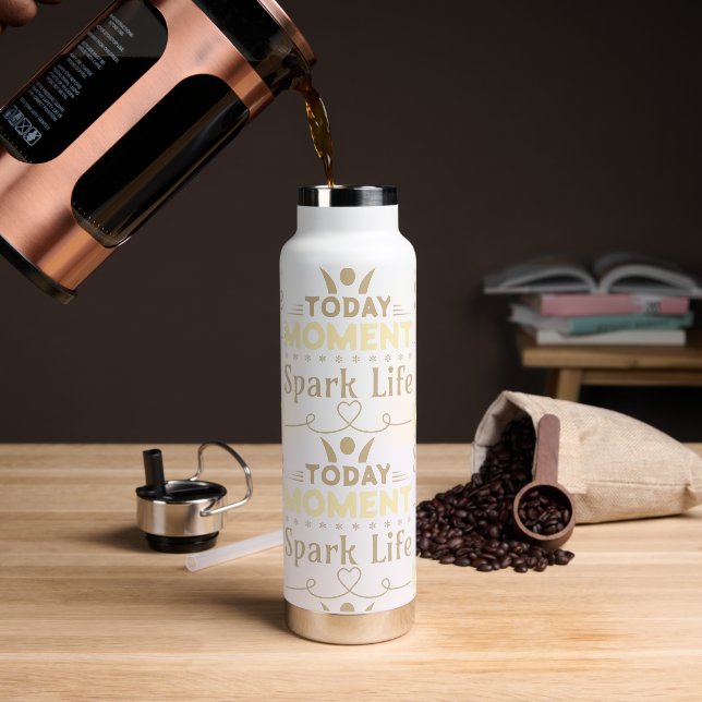 Today Moment, Spark Life Tote Bag Water Bottle (Coffee)