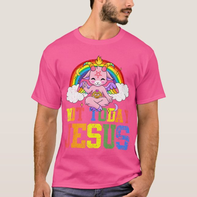 Today Not Jesus Cute Baphomet Lbgt Satan Goat Gay  T-Shirt (Front)