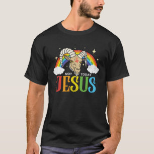 Today Not Jesus Satan Goat Satanic Rainbow for Dia T-Shirt