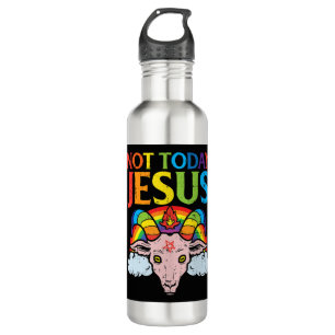 Today Not Jesus Satan Goat Satanic Rainbow Satanis Stainless Steel Water Bottle