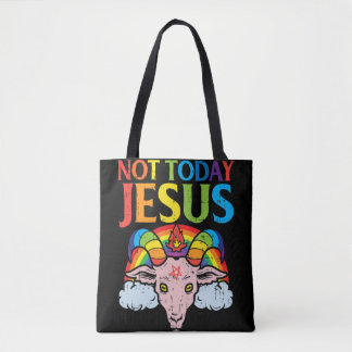 Today Not Jesus Satan Goat Satanic Rainbow Satanis Tote Bag