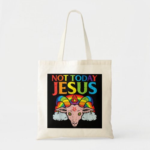 Today Not Jesus Satan Goat Satanic Rainbow Tote Bag