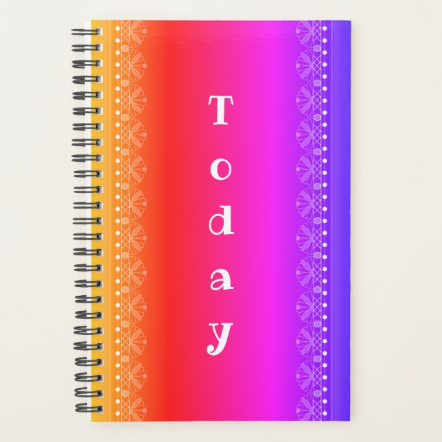 Today Rainbow Lace Pattern Boho Planner (Front)