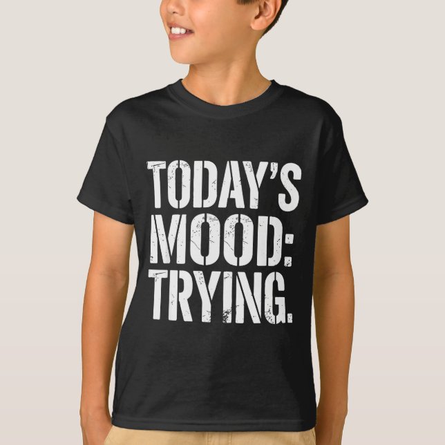 Today’s Mood Trying Distressed Motivation Quote Si T-Shirt (Front)