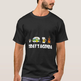 Today'S Agenda Camping Coffee Pop Up Camper Beer C T-Shirt