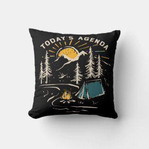Today's Agenda Camping Throw Pillow
