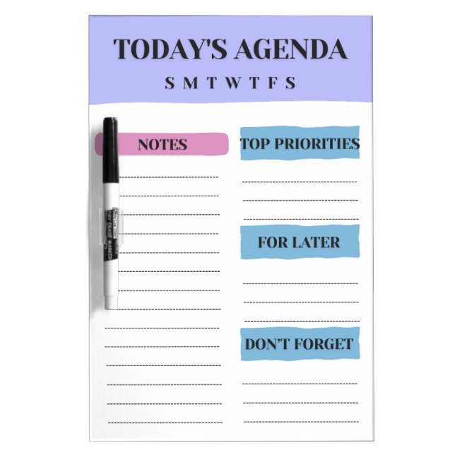 Today's Agenda Dry Erase Board (Front)