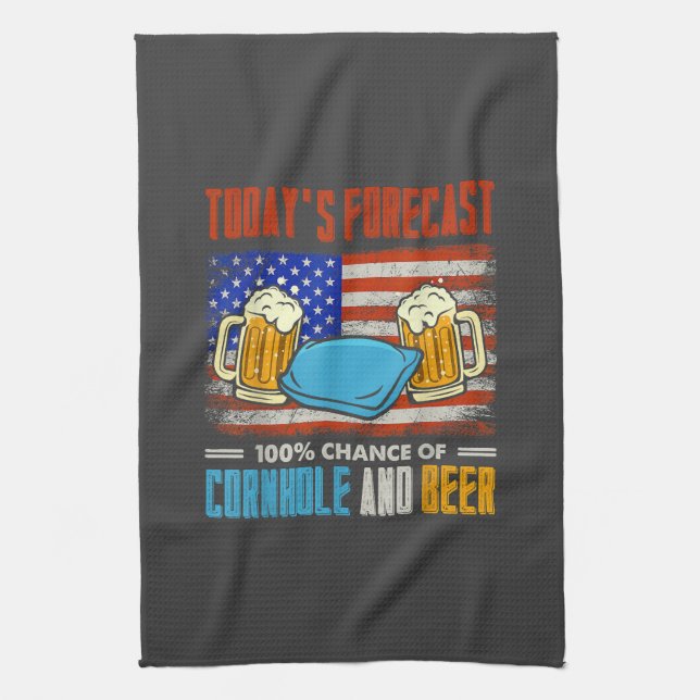 Today's Forecast Cornhole And Beer  Kitchen Towel (Vertical)