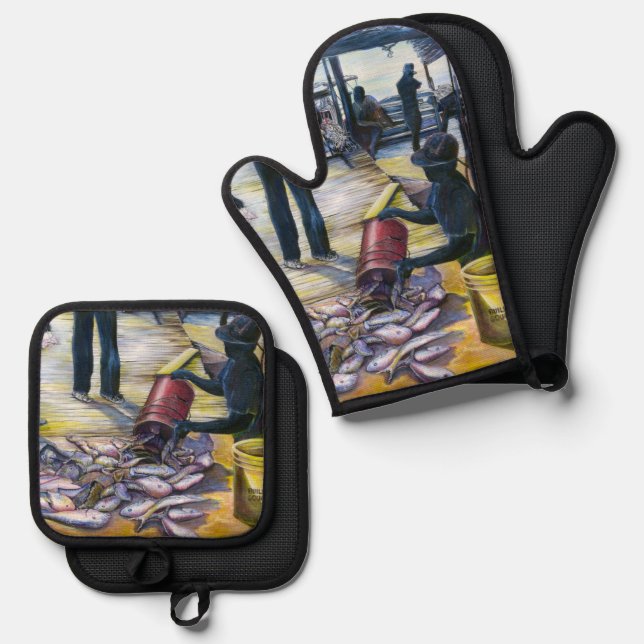 Today's Menu, Harbor Island Oven Mitt & Pot Holder Set (Front/Back)