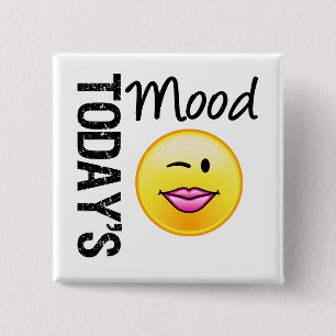 Today's Mood Emoticon Flirty Pinback Button