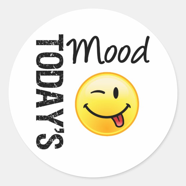 Today's Mood Emoticon Playful Classic Round Sticker (Front)