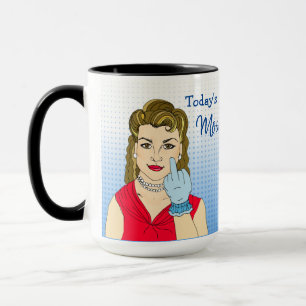 Today's Mood, Retro Lady Flipping the Bird Mug