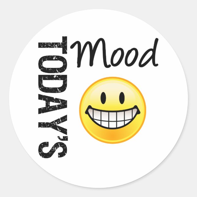 Today's Mood Very Happy Emoticon Classic Round Sticker (Front)
