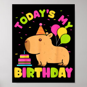 Todays My Birthday Girls Capybara Lovers Birthday Poster