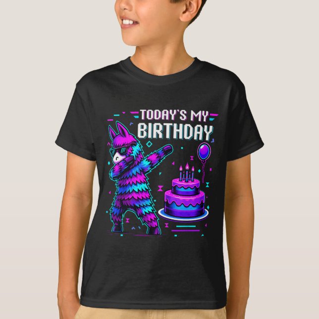 Todays My Birthday Llama Pinata Birthday Party Boy T-Shirt (Front)