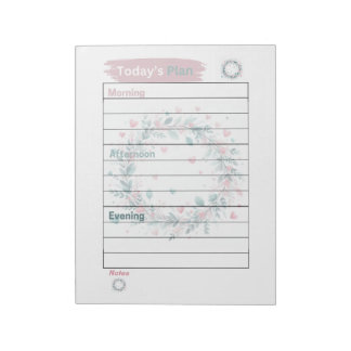 Today's Plan Pastel Pink and Green Floral Wreath Notepad