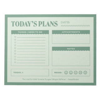 Today's Plans - A Daily Planner Notepad