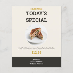 Today's Special Food Business Modern Lunch Menu Flyer