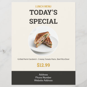 Today's Special Modern Elegant Lunch Menu Food Flyer