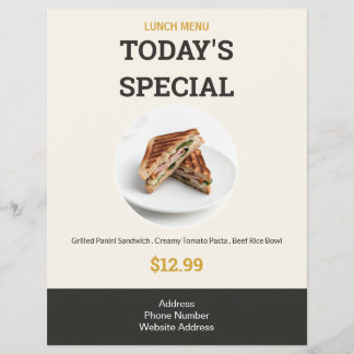 Today's Special Modern Elegant Lunch Menu Food Flyer