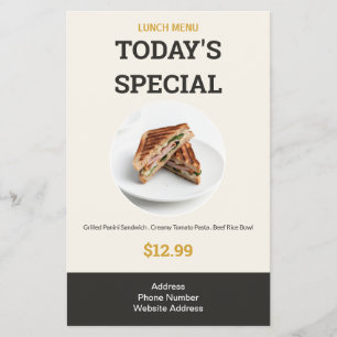 Today's Special Premium Restaurant Lunch Menu Flyer