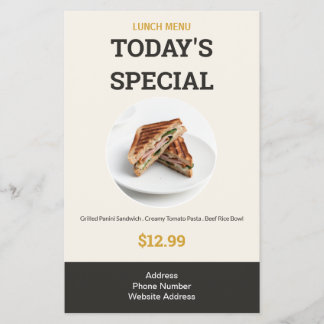 Today's Special Premium Restaurant Lunch Menu Flyer