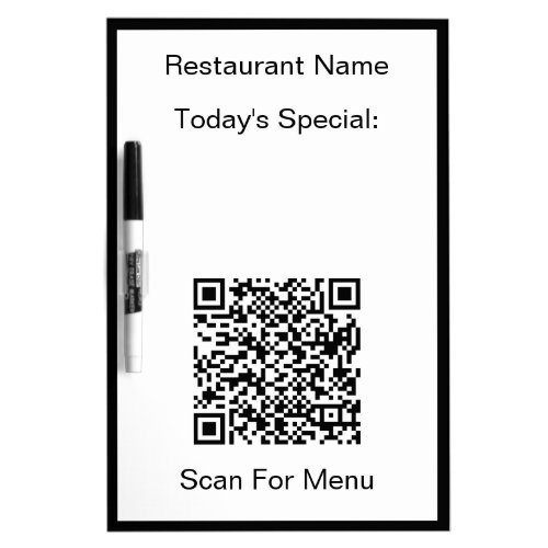 Todays Special Scan QR Code for Menu Restaurant Dry Erase Board
