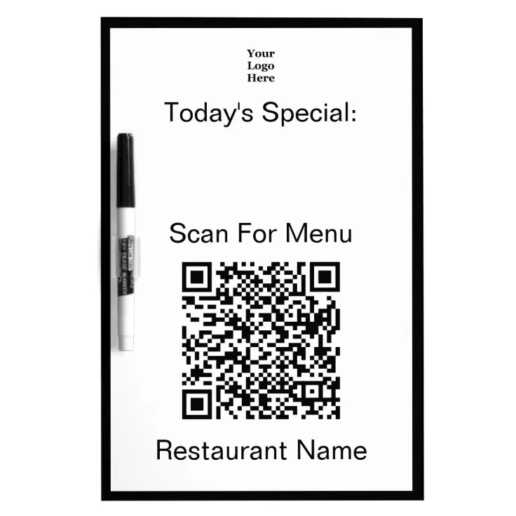 Today's Special Scan QR Code for Menu Template Dry Erase Board Zazzle