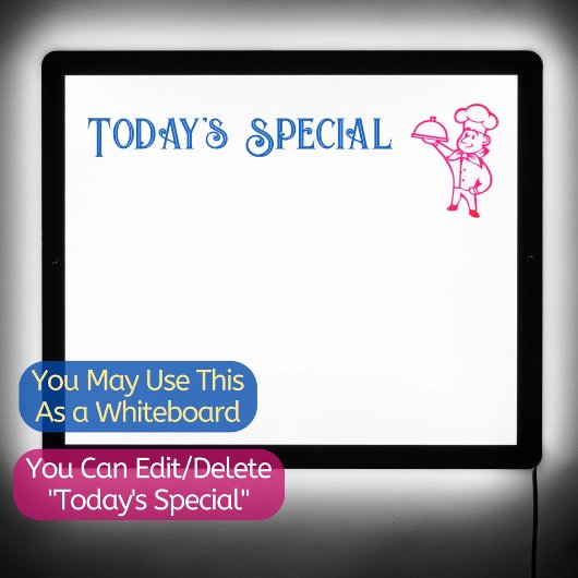 Today's Special Whiteboard Menu Restaurant Chef LED Sign