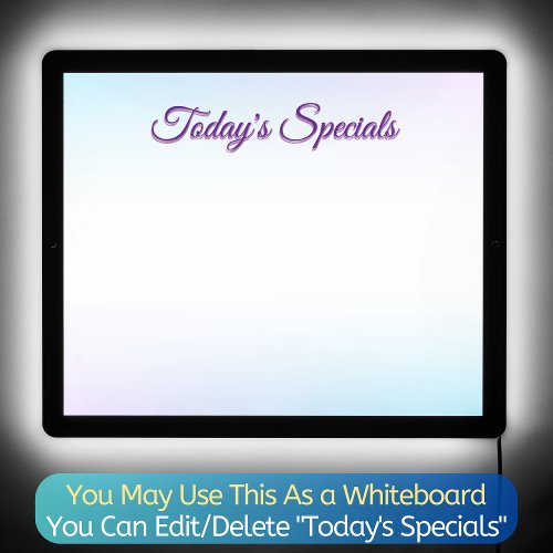Todays Specials Fine Dining Whiteboard Menu Text LED Sign
