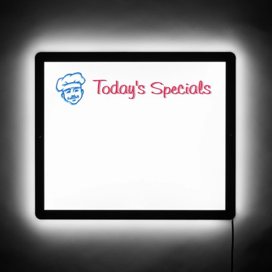 Today's Specials Restaurant Menu Whiteboard Chef LED Sign (Front)