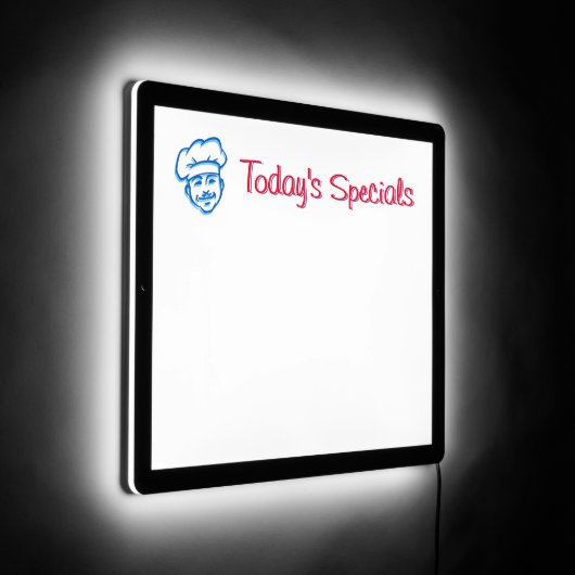 Today's Specials Restaurant Menu Whiteboard Chef LED Sign (Angle)