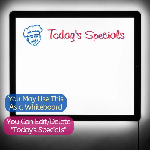 Todays Specials Restaurant Menu Whiteboard Chef LED Sign